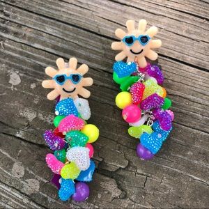 Sunshine sun confetti heart tiny beads earring fun Barbie movie happiness happy